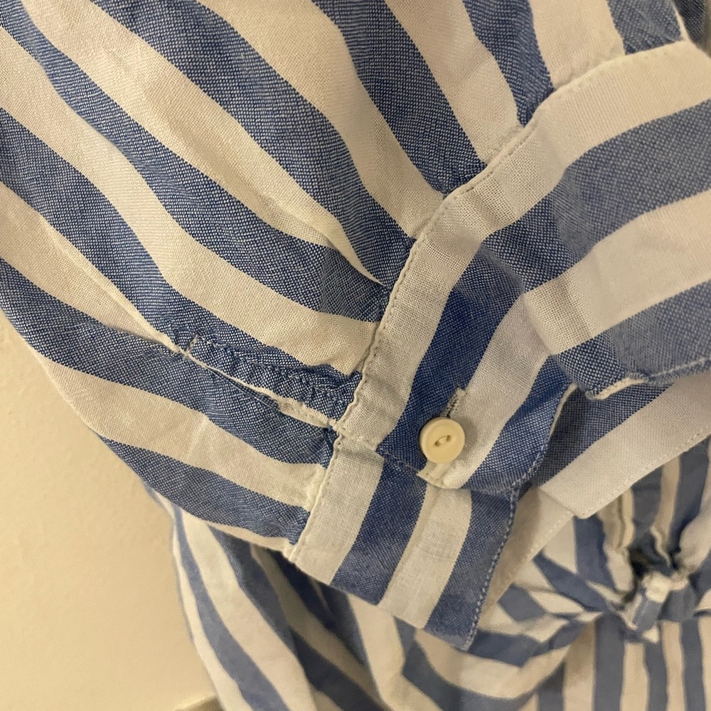 J.Crew Blue & White Striped Tie-Front Button-Up Shirt | Size S - Picture 6 of 6